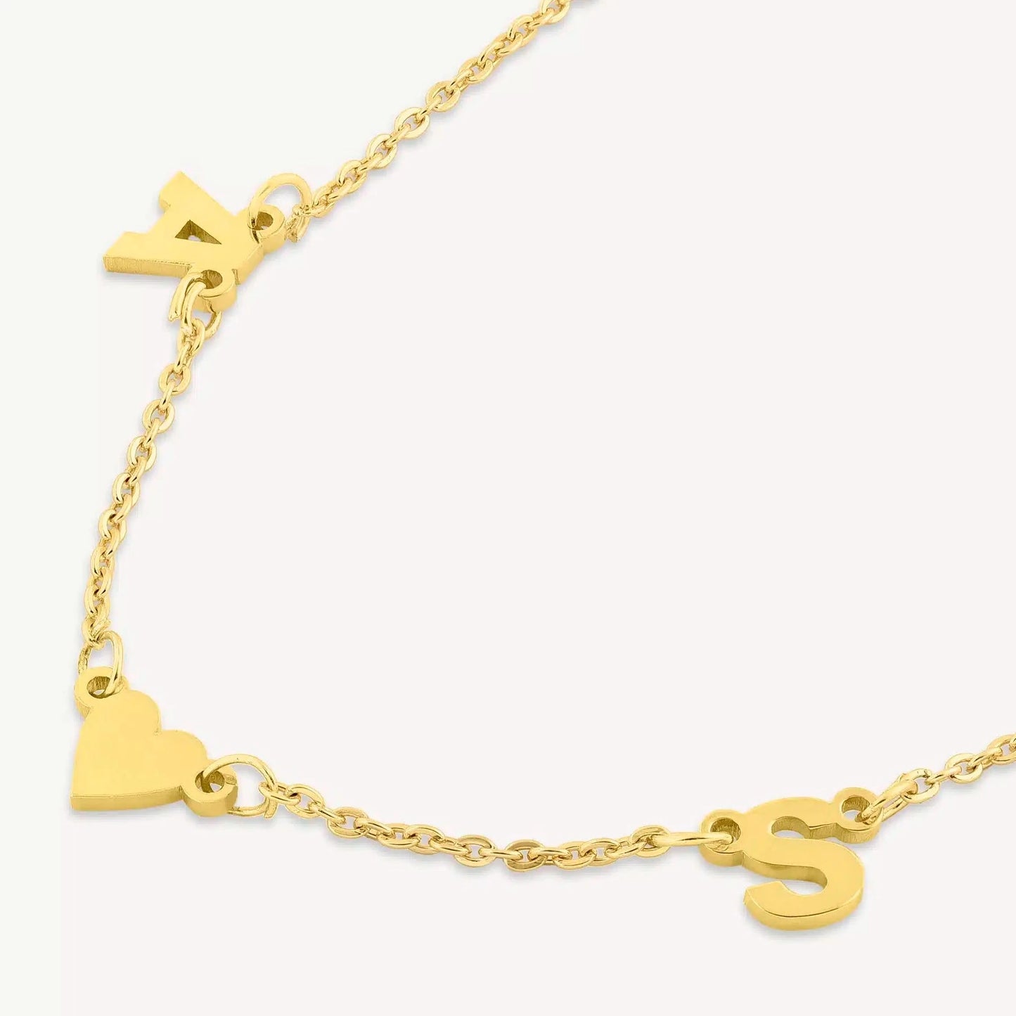 Couple Initial Name Necklace with Heart