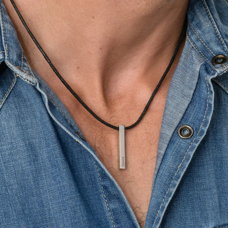 Men cord Bar Necklace